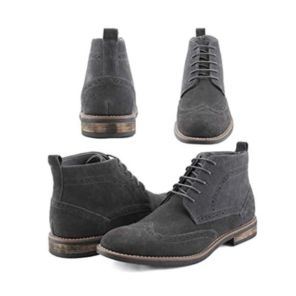 Bruno Marc Men´s 10 Grey Suede Wingtip Chukka Boots...